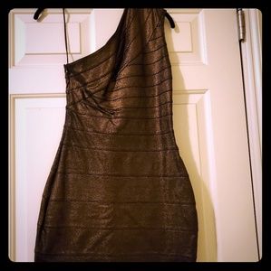 Express gold and black bodycon dress XS